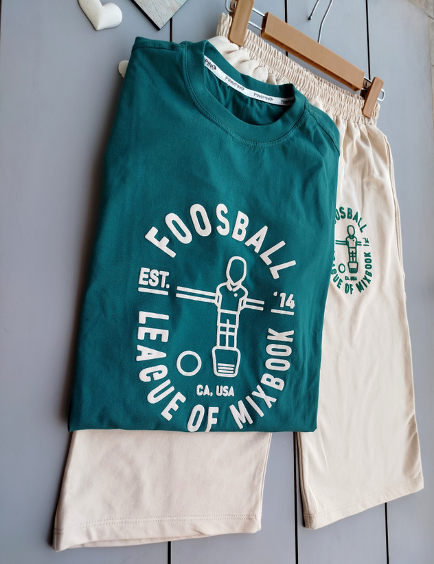 ست تیشرت و شلوارک اسپرت سبز مدل Foosball | مناسب ۱۰ تا ۱۵ سال